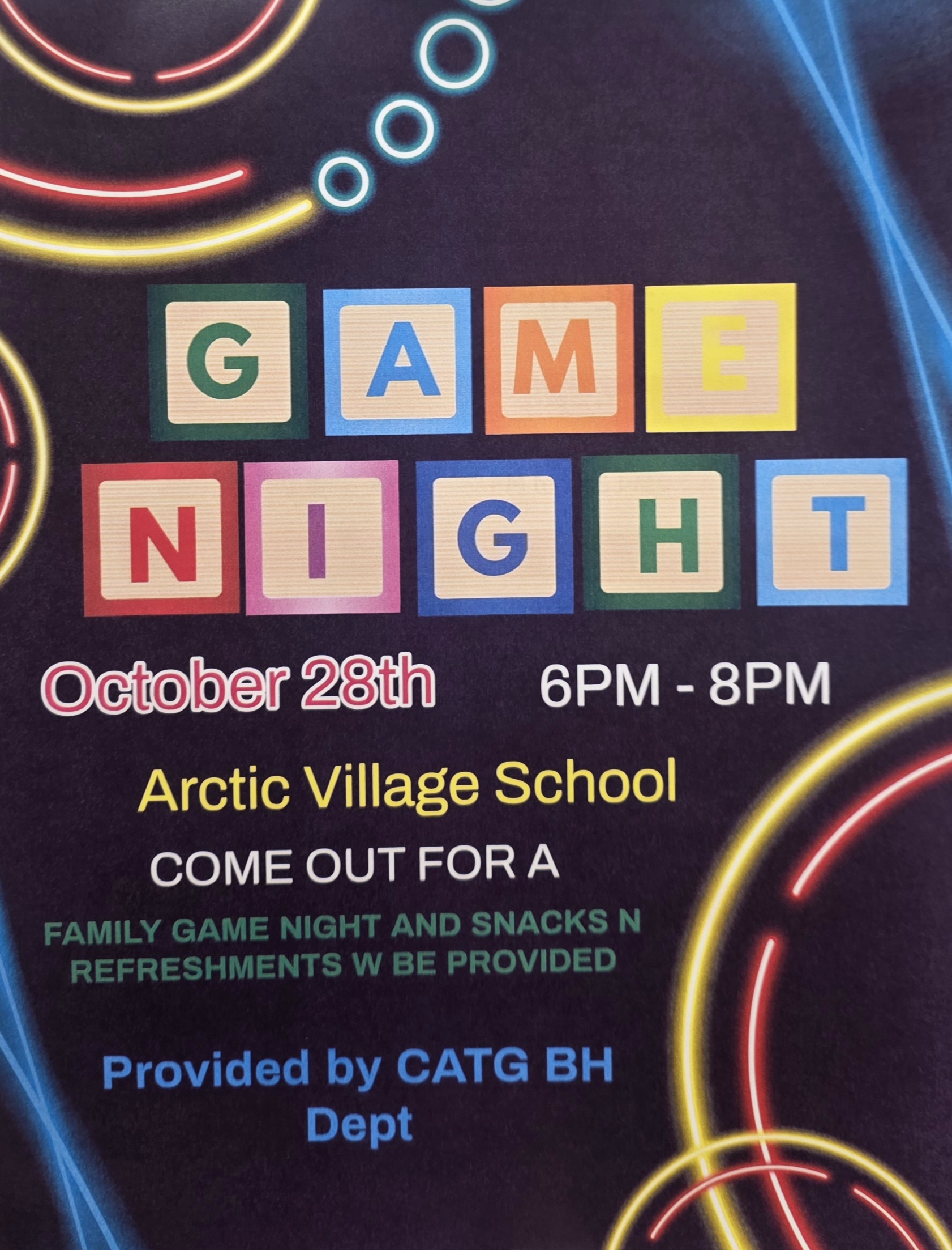 Game Night in Vashrąįį K'ǫǫ (Arctic Village) •Wednesday, October 28, 2026 