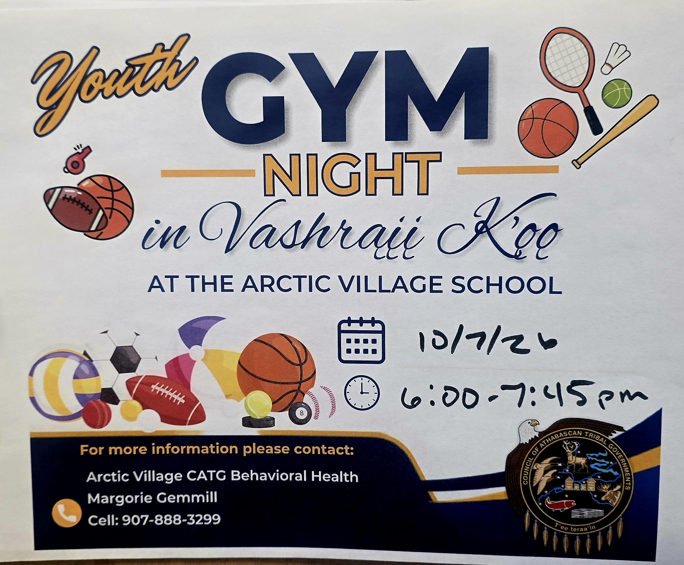 Youth Gym Night in Vashrąįį K'ǫǫ (Arctic Village)