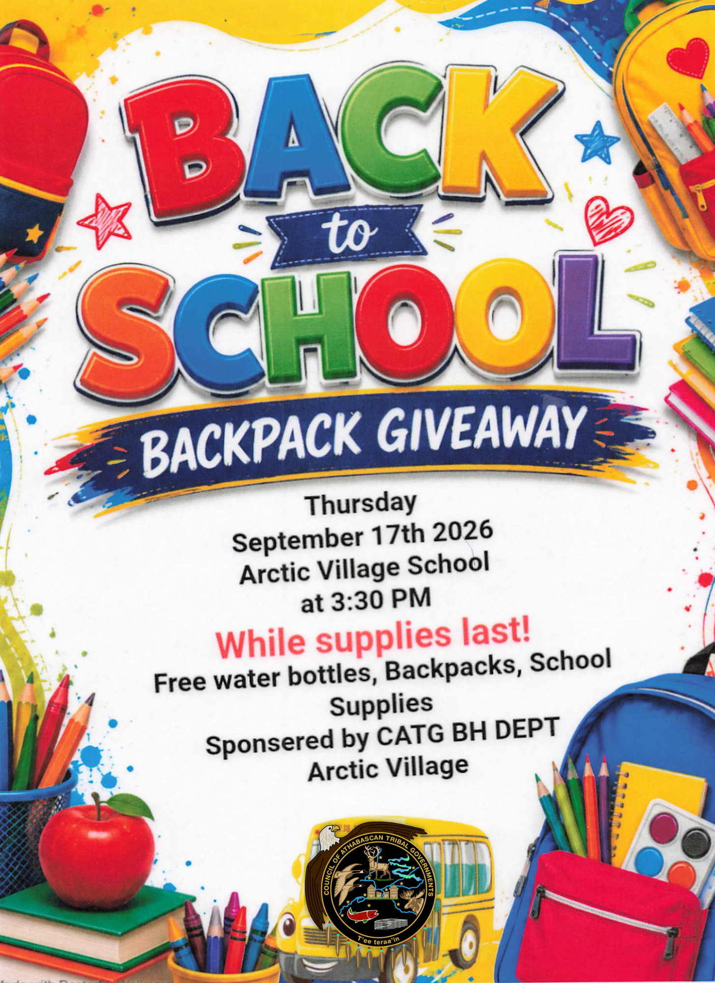 Back to School Backpack Giveaway in Arctic Village