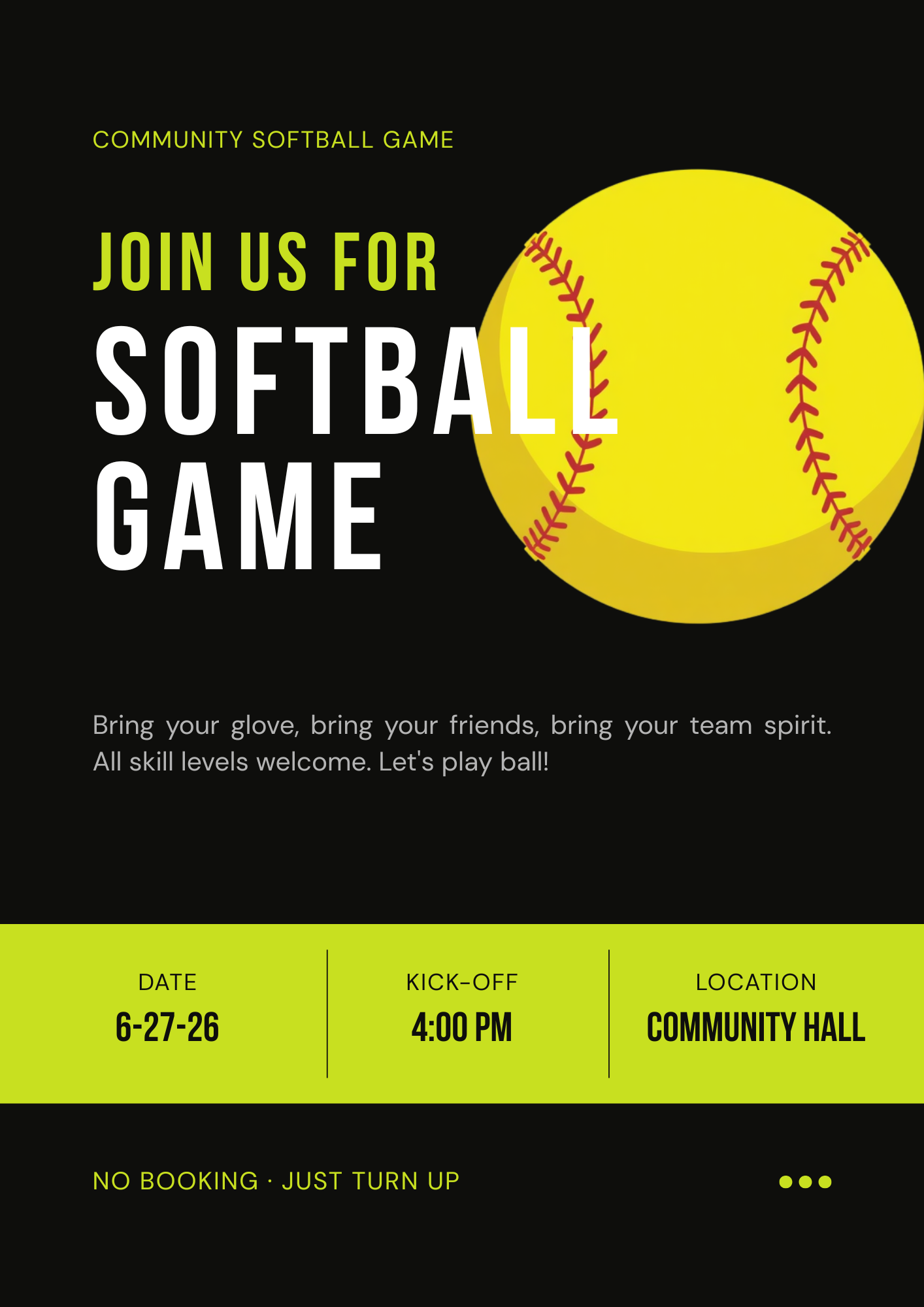 Community Softball Game in Vįįhtąįį on Saturday, June 27, 2026