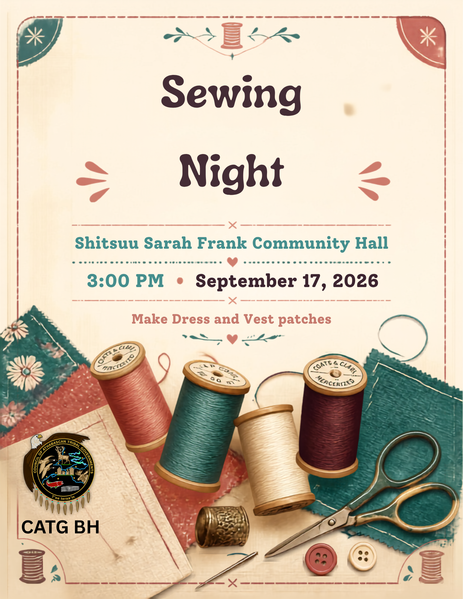 Sewing Night in Venetie on 9/17/26