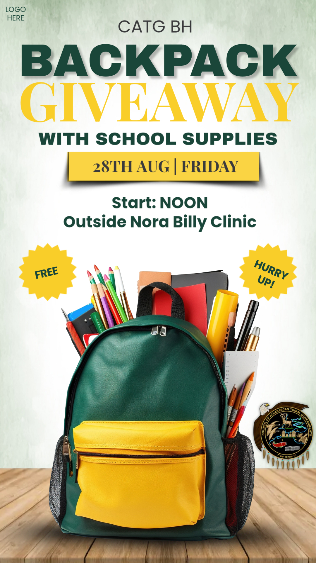 CATG Backpack Giveaway in Beaver on 8/28/26